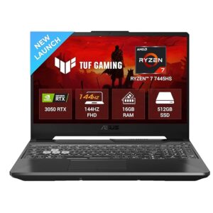 asus tuf a15 (2025), amd ryzen 7 7445hs, gaming laptop(rtx 3050,75w tgp,16gb ddr5(upgradeable upto 64gb )512gb ssd,fhd,15.6",144hz,rgb keyboard,48whrs,windows 11,graphite black,2.3 kg)